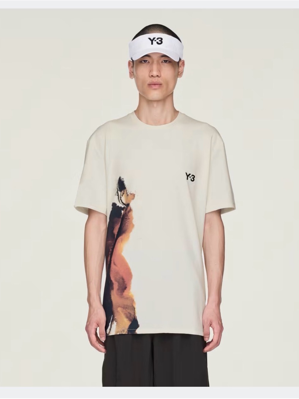 Y-3 Men's Short Sleeve Cream Graphic Tee